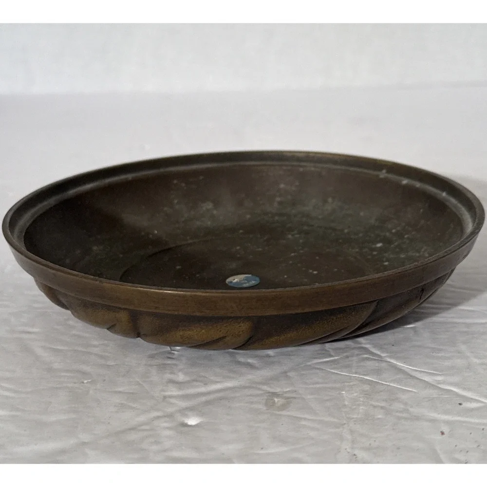 Vintage Brass Bowl-Made In India-Leaf‎ DesignTextured-6.5
